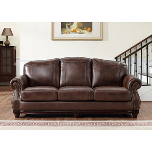 Mendenhall Leather Sofa by Three Posts Best Design