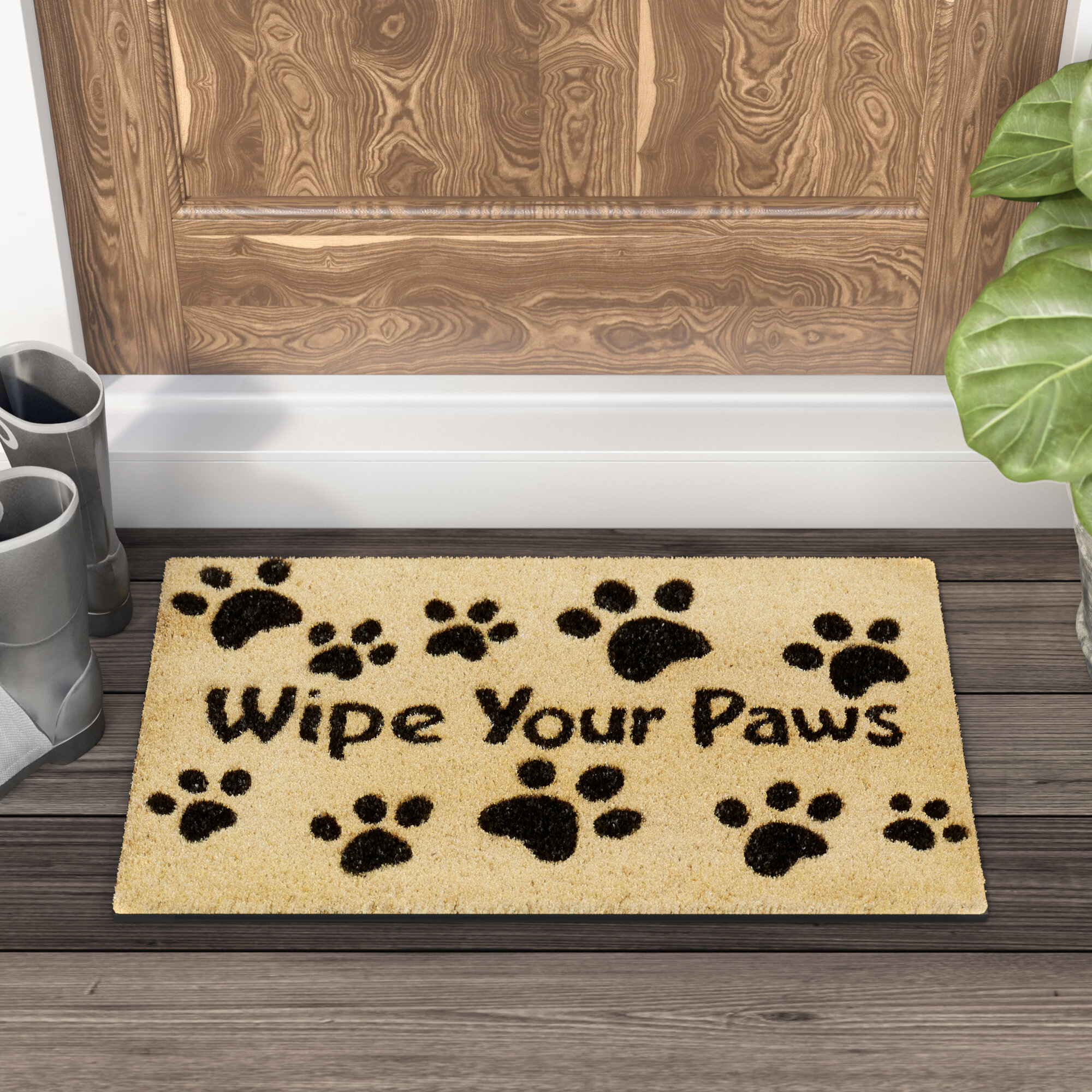 18" x 30" Wipe Your Paws Brown 
