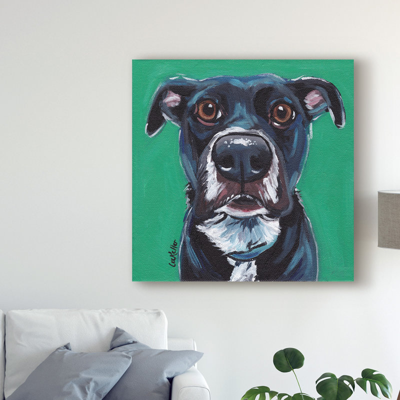 Winston Porter Black Dog On Emerald Acrylic Painting Print On