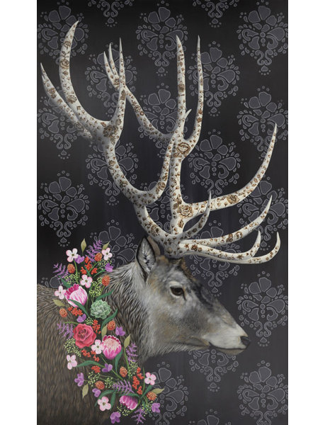 Bungalow Rose Deer With Floral Wreath Acrylic Painting Print