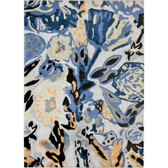 Charlton Home Ansel Blue Yellow Area Rug Reviews Wayfair