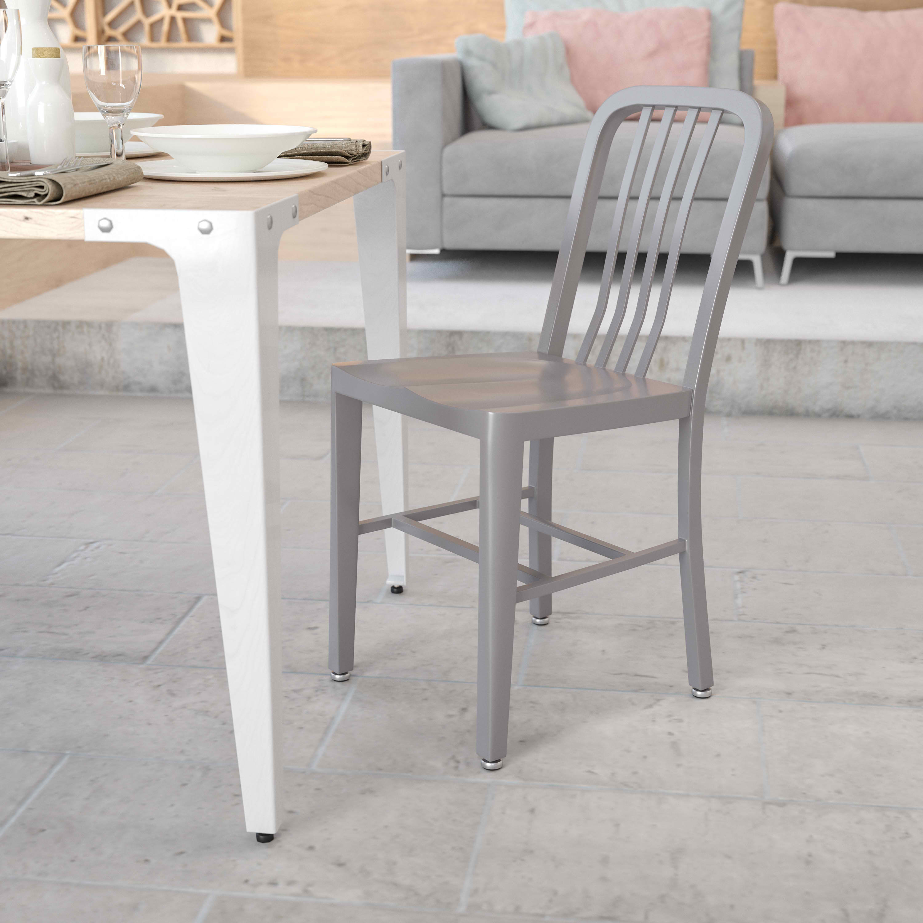 phineas metal slat back side chair