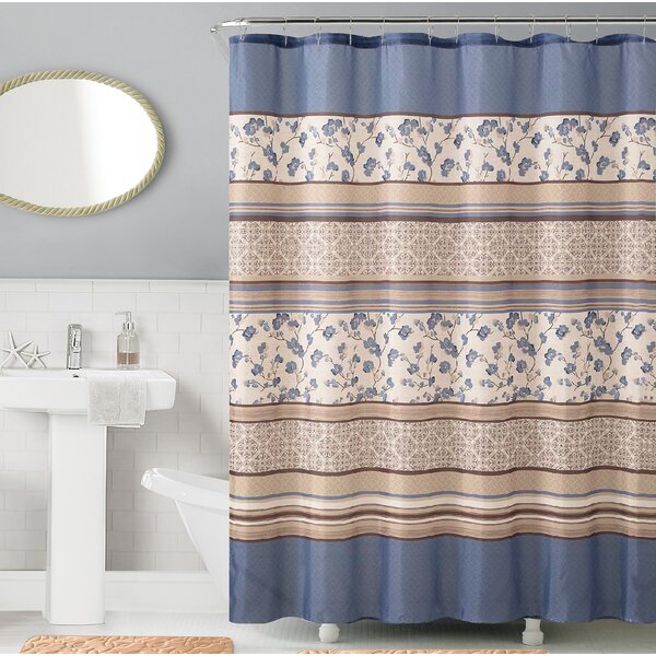 15 Piece Charlton Embroidery Banded Shower Curtain Bath Set Navy Blue 