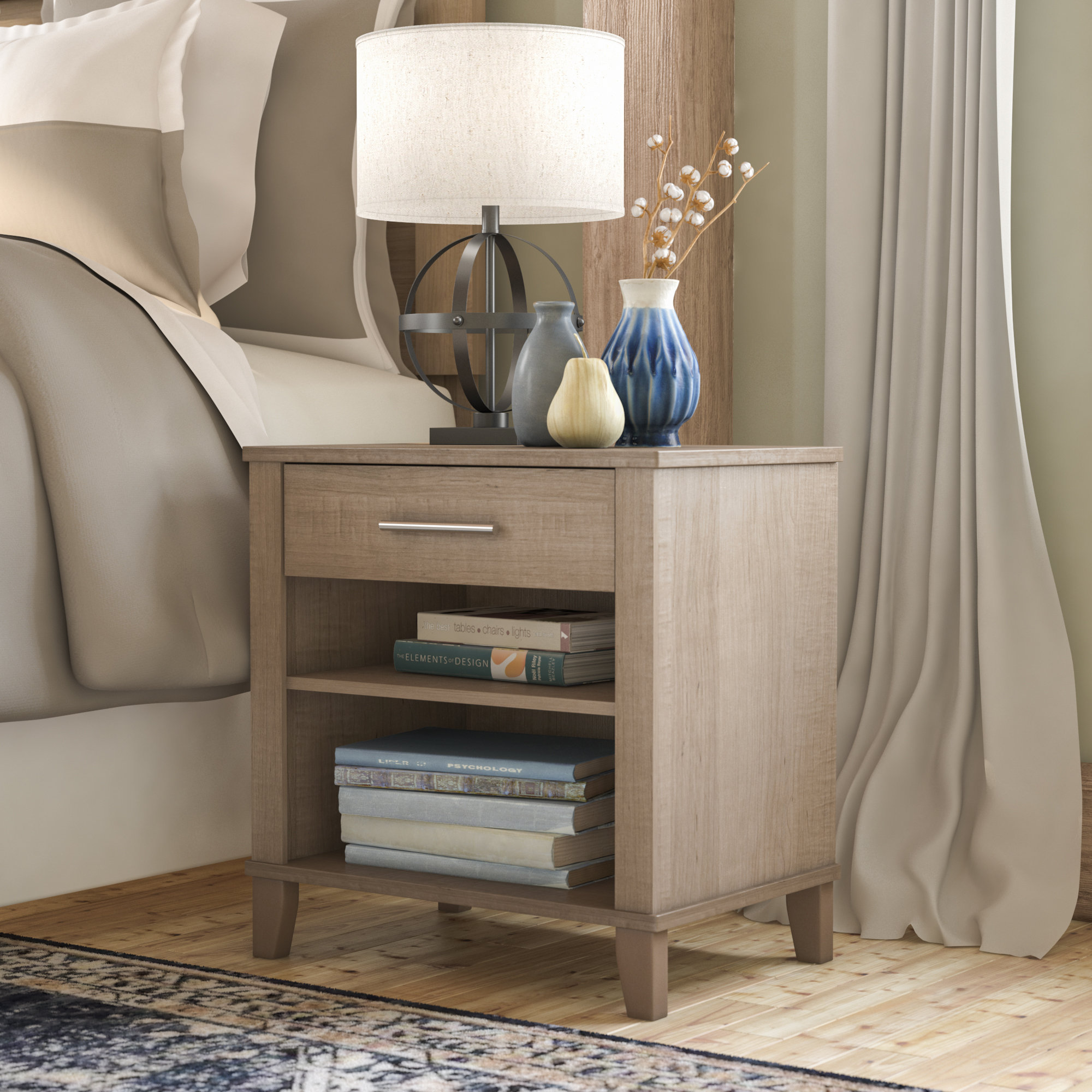 Laurel Foundry Modern Farmhouse Valencia 1 Drawer Nightstand In Ash Gray Reviews Wayfair