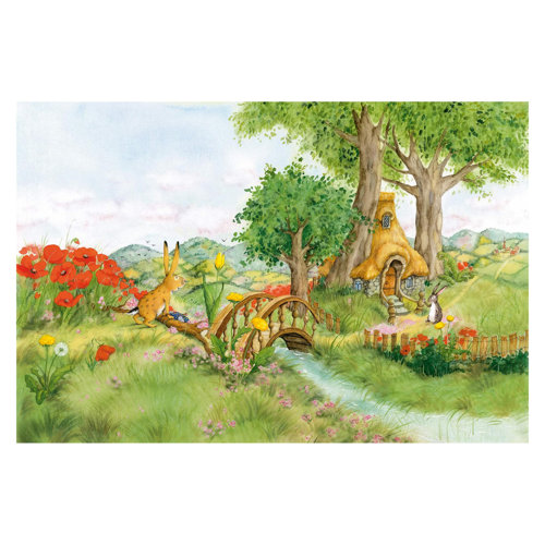 Josi Rabbit - On the Meadow 2.25m x 336cm Textured Matt Peel & Stick Wall Mural East Urban Home