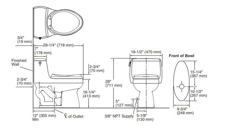Kohler Laureate Design On Gabrielle Comfort Height One Piece Elongated 1 28 Gpf Toilet With Class Five Flush Technology And Left Hand Trip Lever Wayfair Ca