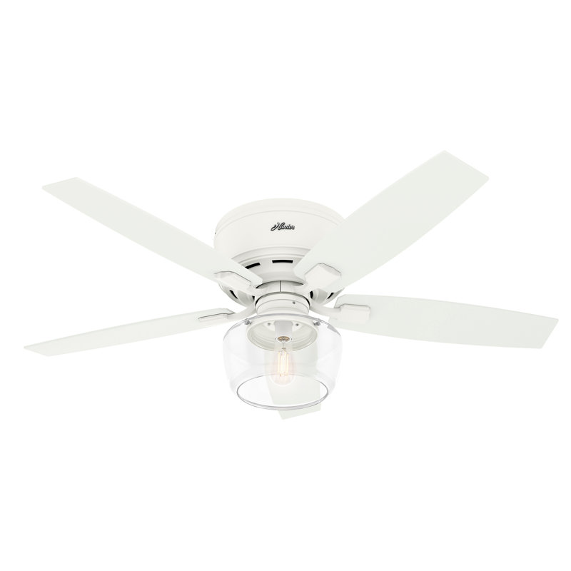 52 Bennett 5 Blade Outdoor Flush Mount Ceiling Fan With Remote Control And Light Kit Included