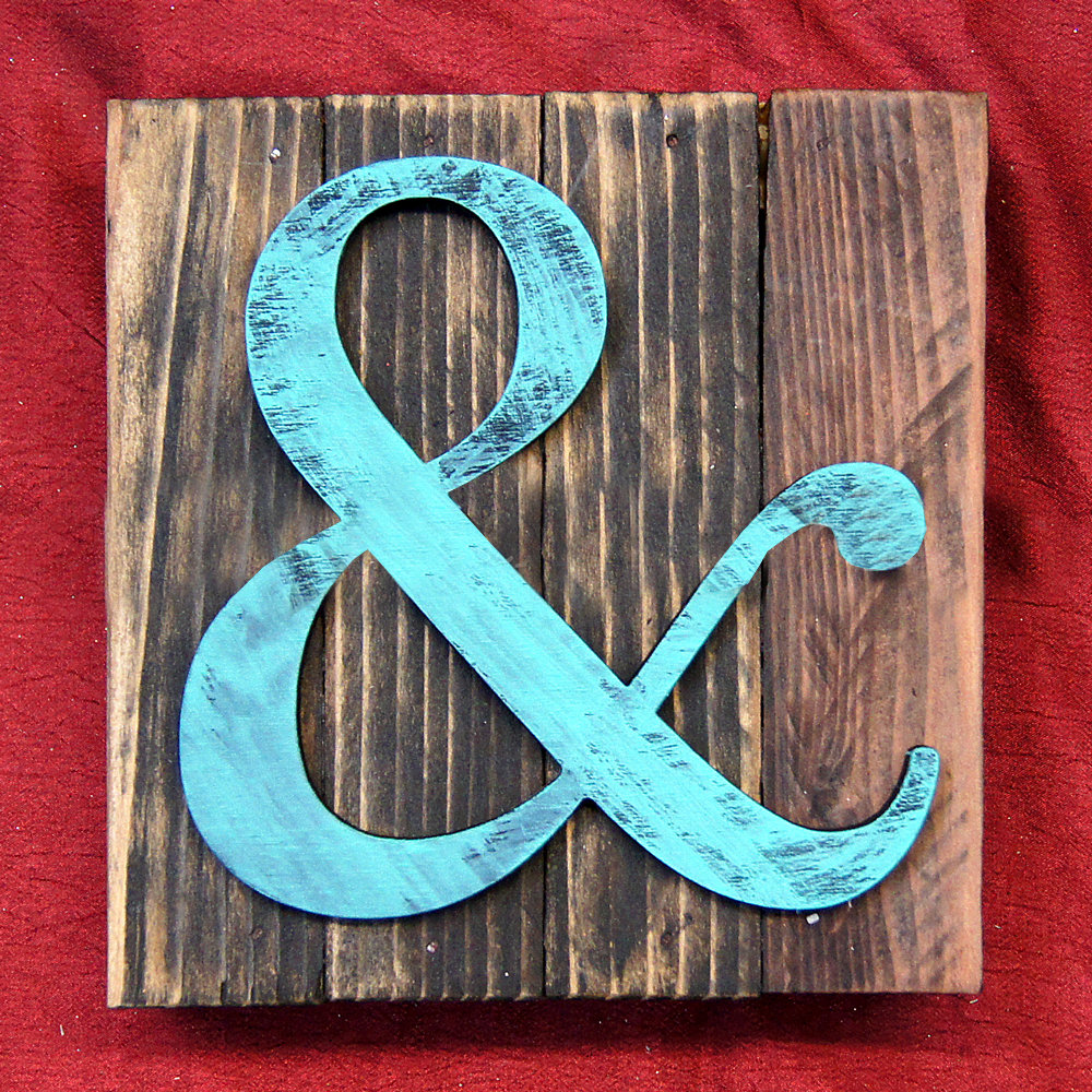 aMonogramArtUnlimited Ampersand Mounted on Rustic Wood Board Wall Decor