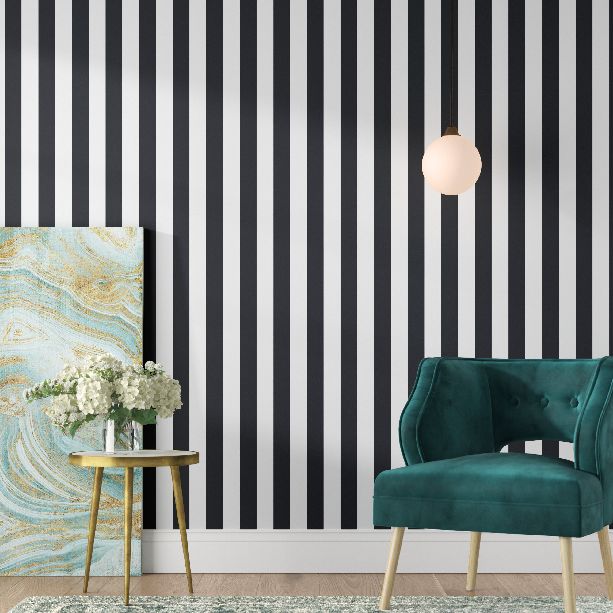 Self-adhesive Peel and STICK Striped Stripes Wallpaper Roll Simple Style
