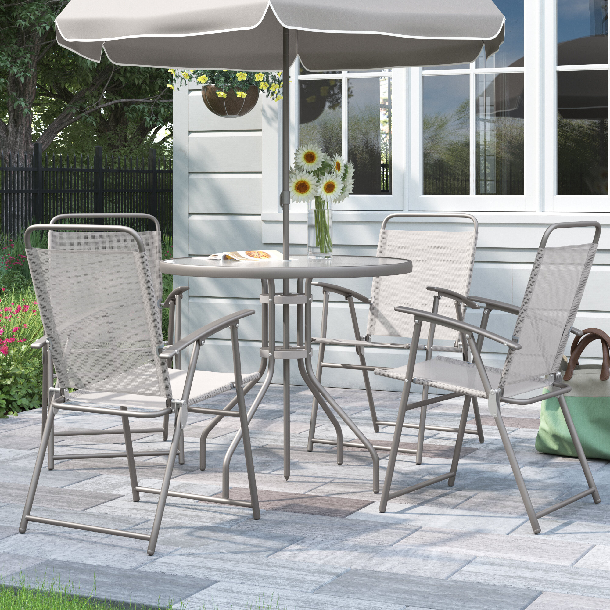 4 person patio dining set with umbrella