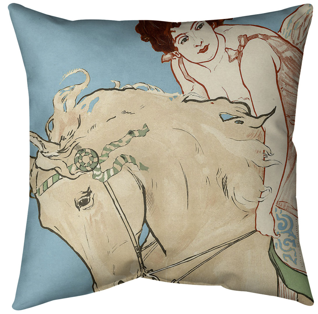 East Urban Home Horse Riding Circus Girl Poster Throw Pillow