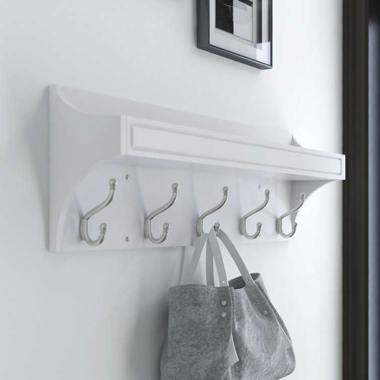 Wall Mounted Coat Rack Hat Clothes Hanging Solid Wood Hook Decoration W 