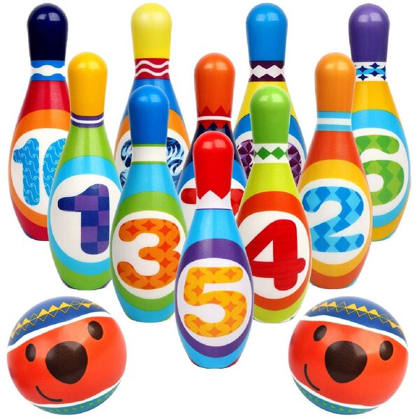 New 10 Pin Skittle 2 Balls Bowling Toy Outdoor Indoor Party Game Child Kid O6 RU 