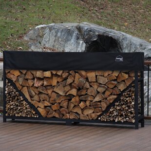 8' Straigth Firewood Log Rack With Kindling Kit With 1' Cover By ShelterIt