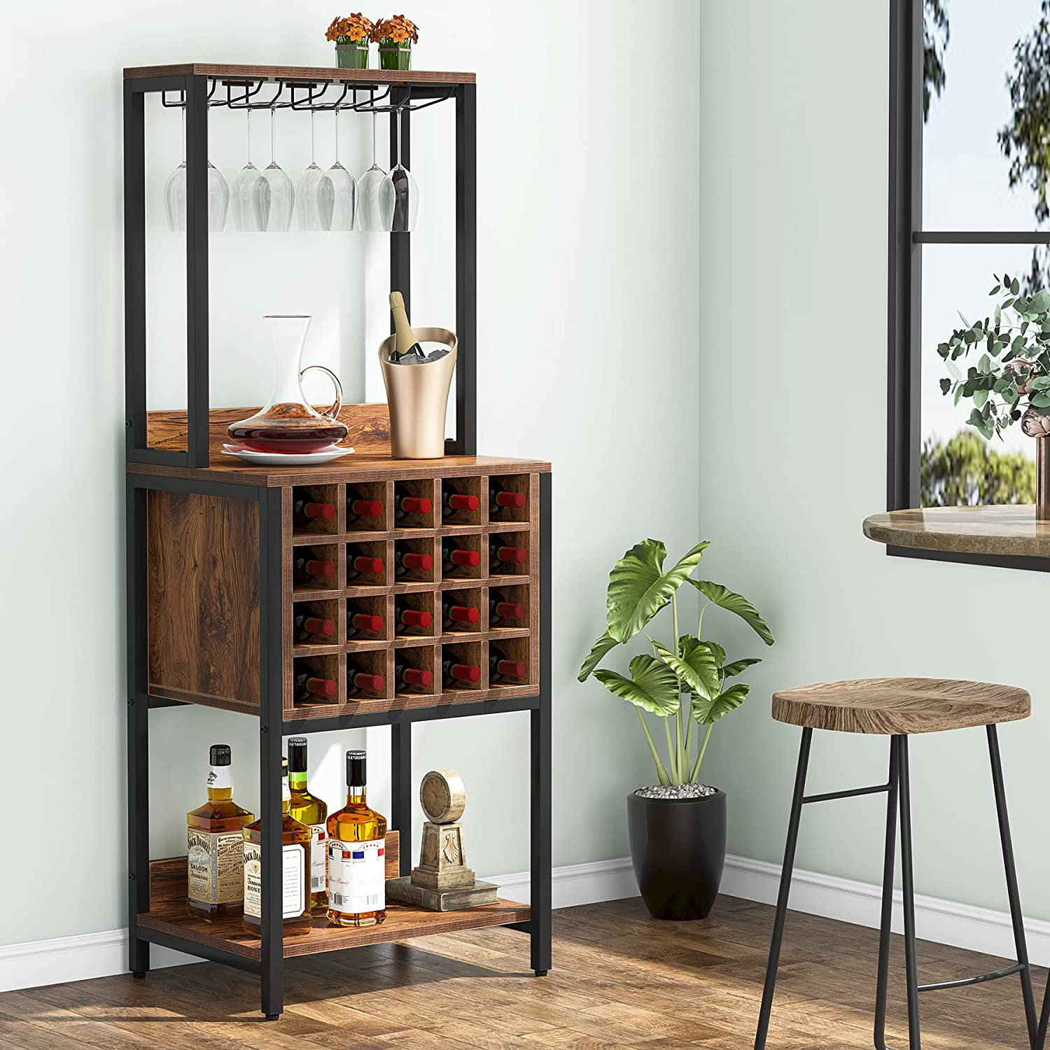 Williston Resler 20 Bottle Floor Wine Bottle & Glass Rack in