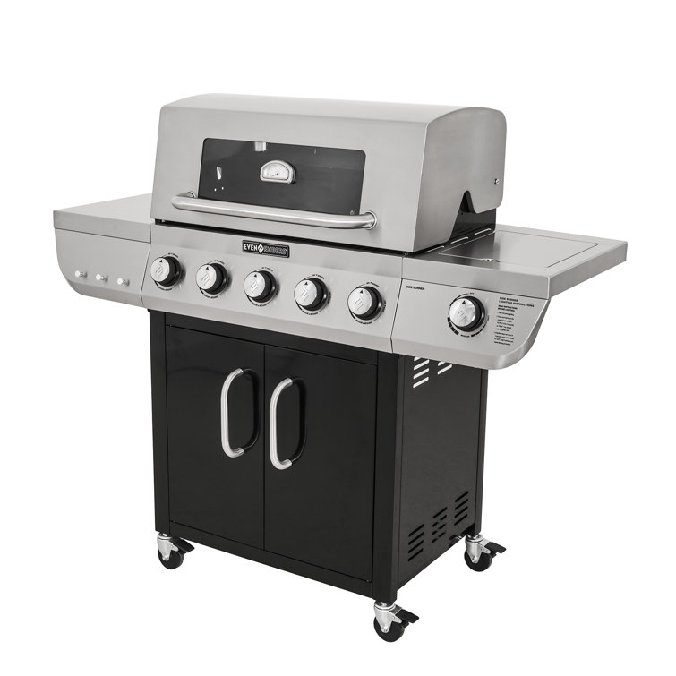 Even Embers 5 Burner Free Standing Liquid Propane 48000 Btu Gas Grill With Side Burner And Cabinet Wayfair