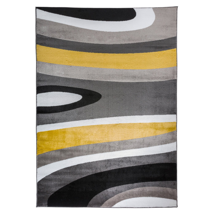 Warford Abstract Contemporary Modern Gray Yellow Area Rug Warford Abstract Contemporary Modern Gray Yellow Area Rug