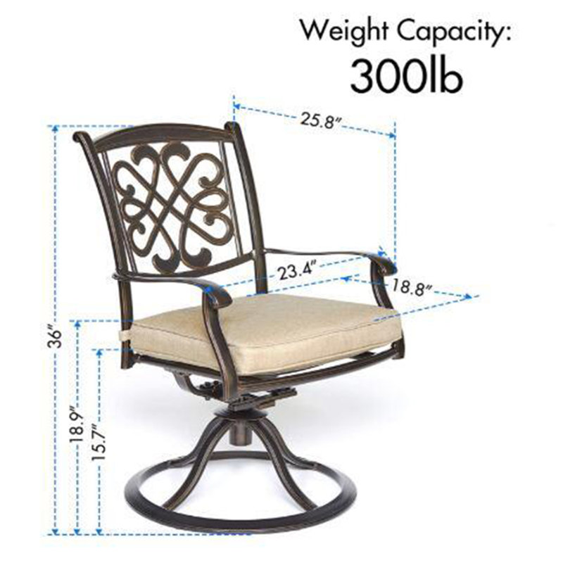 Wanme Cast Aluminum Swivel Patio Dining Chair With Cushion 2 Pcs Set Wayfair
