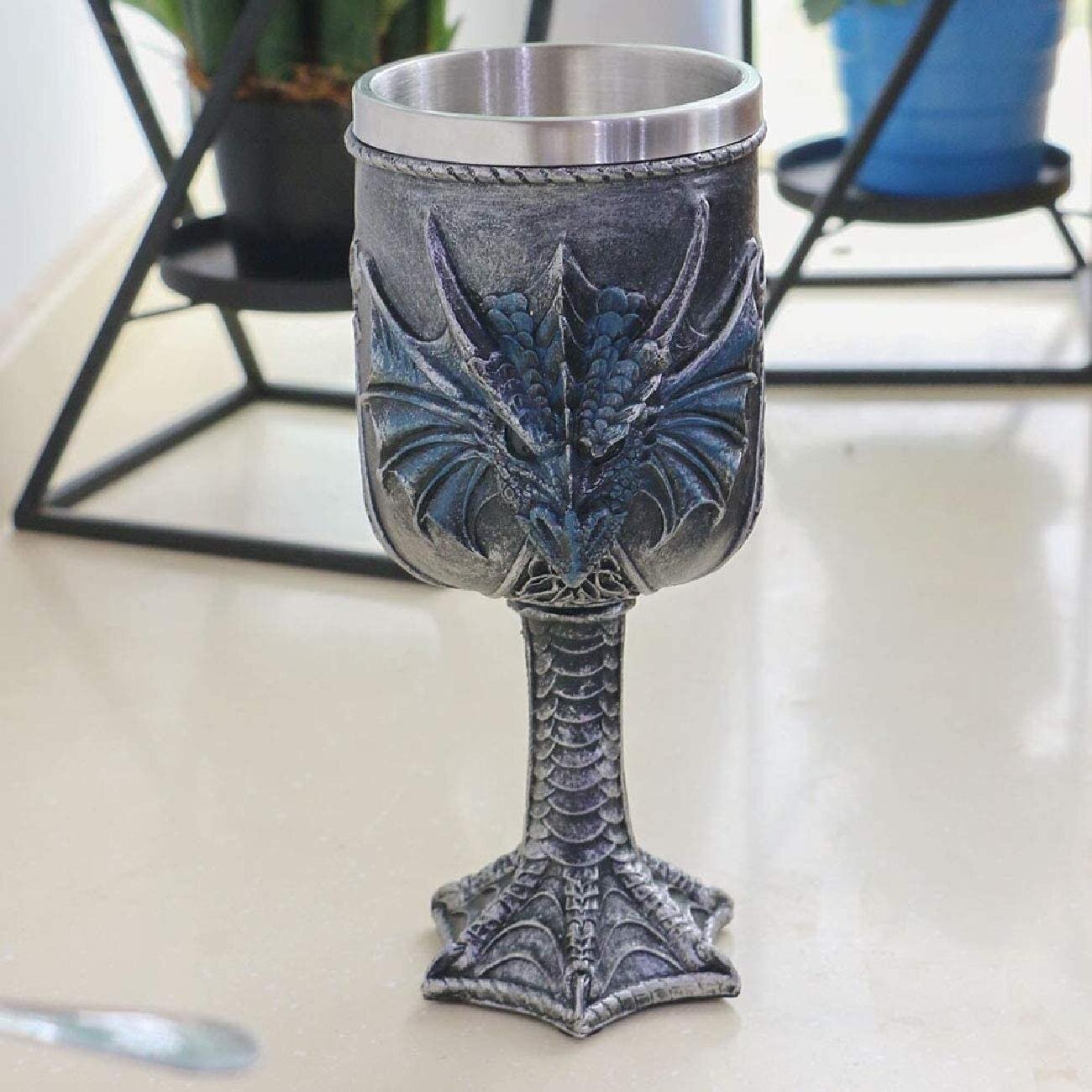 Ebros Gift Maroon And Gold Legendary Dragon Wyvern Holding Egg Drinking Wine Goblet Chalice Drink Beverage Cup Dungeons And Dragons Medieval Renaissance Accent 
