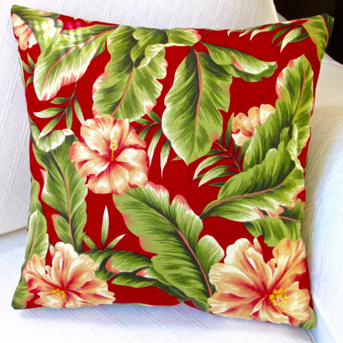 Artisan Pillows Hawaiian Tropical Island Beach House Hibiscus