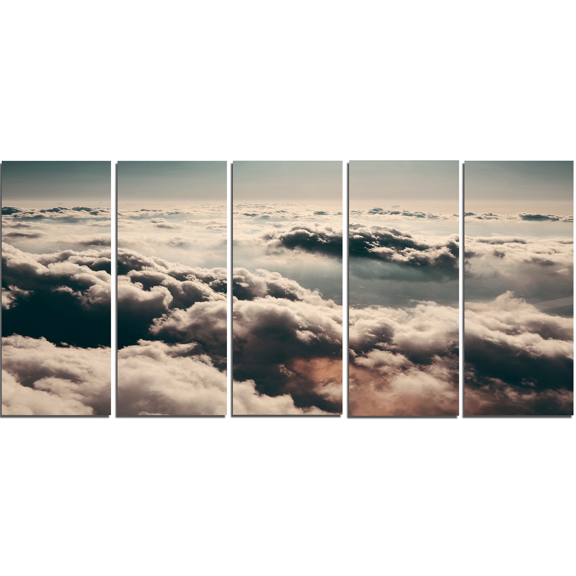 Designart Sky Above Dark Heavy Clouds 5 Piece Wall Art On Wrapped Canvas Set Wayfair