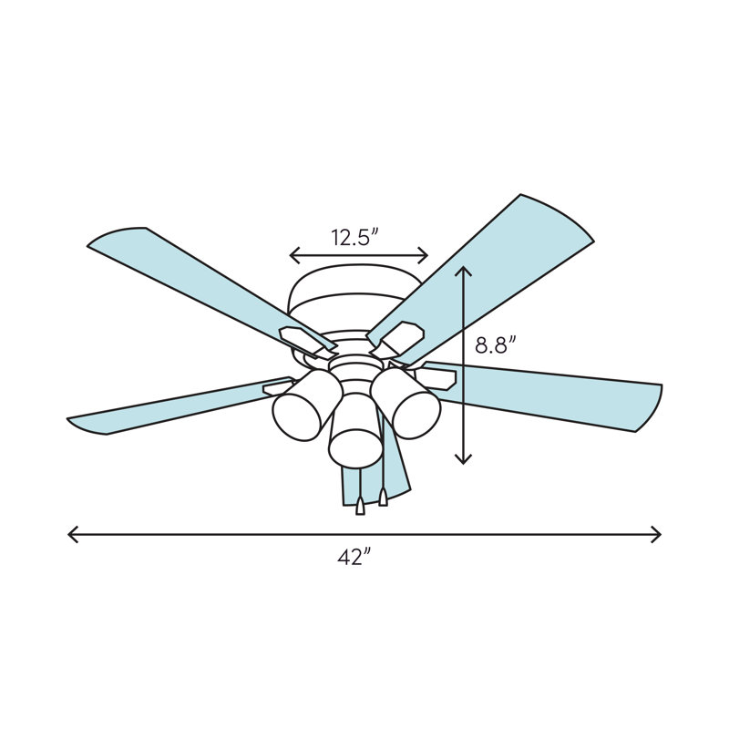 Hunter Fan 42 Builder Low Profile 5 Blade Ceiling Fan Light Kit