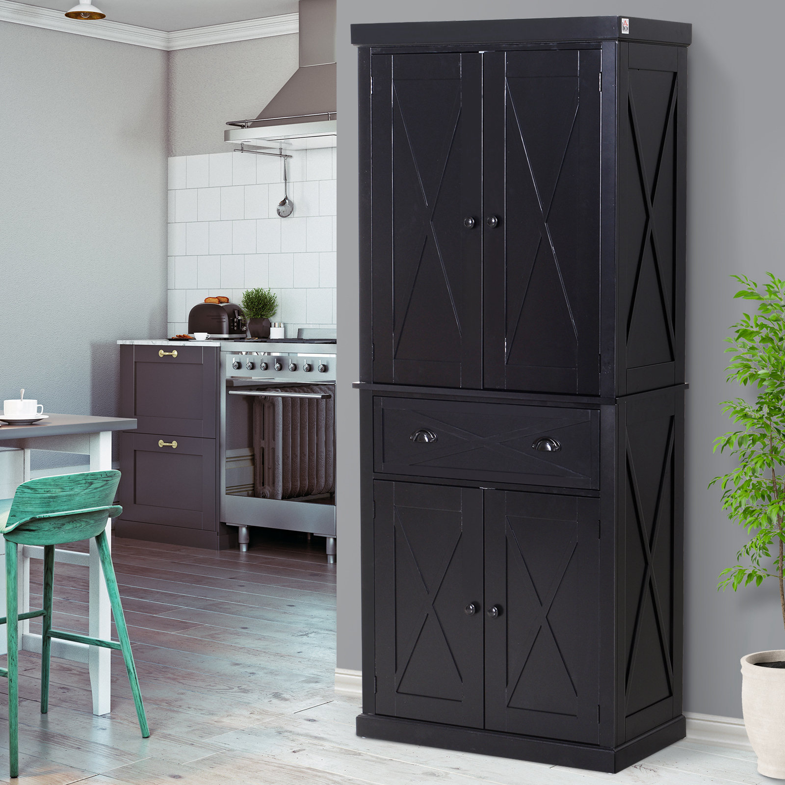 Gracie Oaks Mystic Wood Storage 73 Kitchen Pantry Wayfair