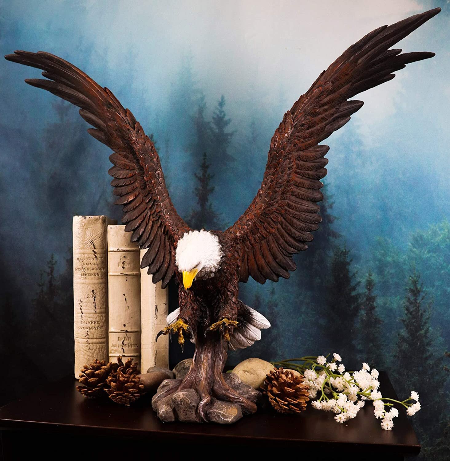 Eagle Flying on Rock Hand Painted Ceramic Piece