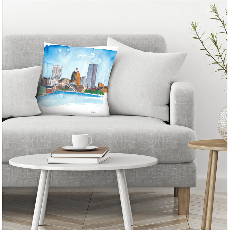 East Urban Home M Bleichner Rochester New York Skyline Throw