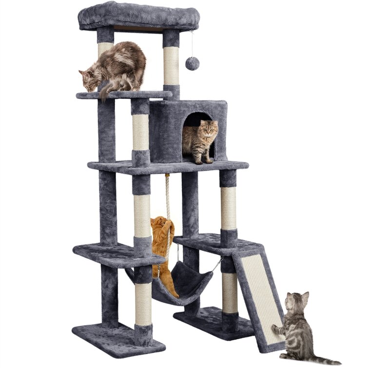 Kitty Play House with Sisal Scratching Posts/Perches/Condo/Ladder Yaheetech Large Cat Tree Kitten Activity Tower Beige