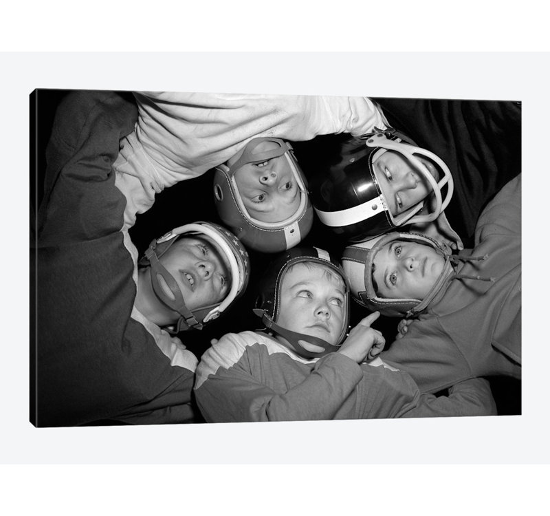 East Urban Home 1960s Five Boys In Huddle Wearing Helmets