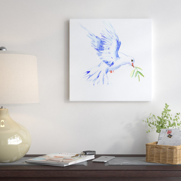 East Urban Home Flying White Dove Square Painting On Wrapped