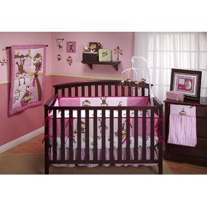 3 Little Monkey Pink 10 Piece Crib Bedding Set