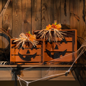 2 Piece Wooden Slatted Pumpkin Decor (Set of 2)