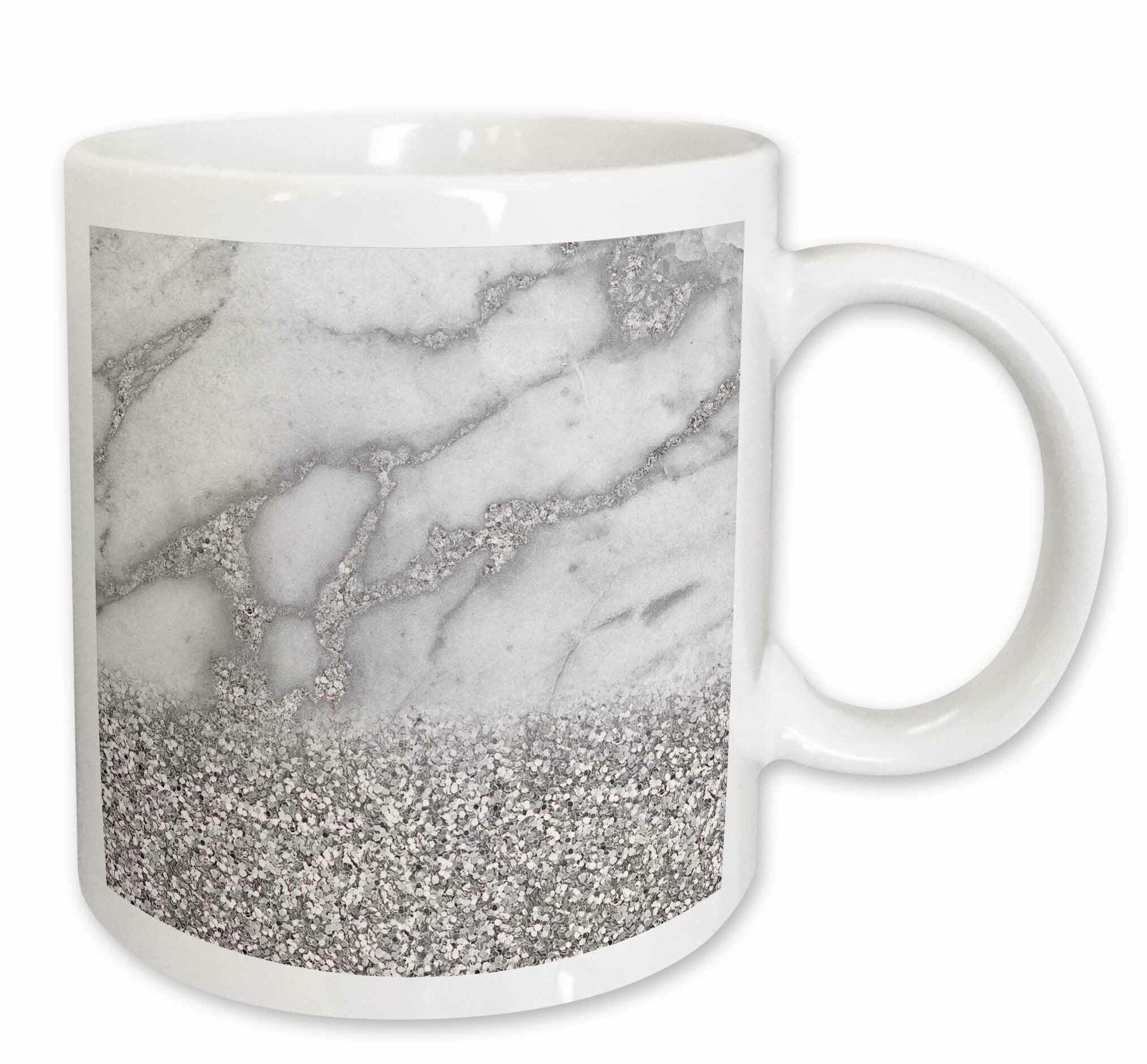 3drose Luxury Gray Silver Gem Stone Marble Glitter Metallic Faux Print Coffee Mug Wayfair