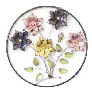 Circle Frame with Flowers Wall Decor