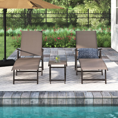 Cllgone 45" Long Reclining Chaise Lounge Set with Table