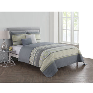 Fortner Stripe 4 Piece Reversible Quilt Set