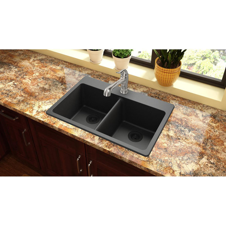 Elkay Quartz Classic 33 L X 22 W Double Basin Drop In Kitchen Sink Reviews Wayfair