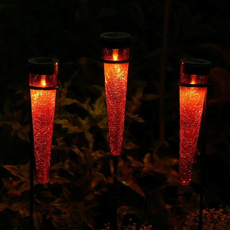 ACHLA Solar Cones 3 Light Rail Light with Stakes 3 Piece Set  Bulb Color: Red
