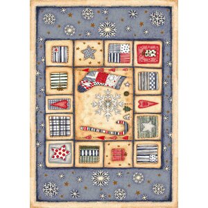 Winter Seasonal Holiday Patch of Snow Blue/ Biege Area Rug