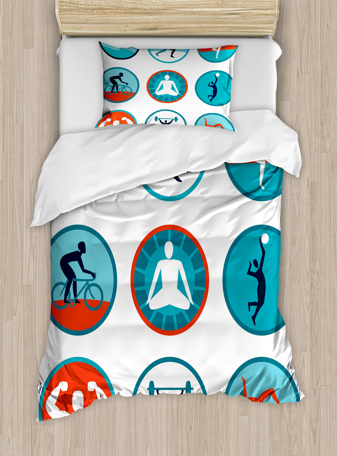 East Urban Home Graphic Circular Icons With Jogging Swimming