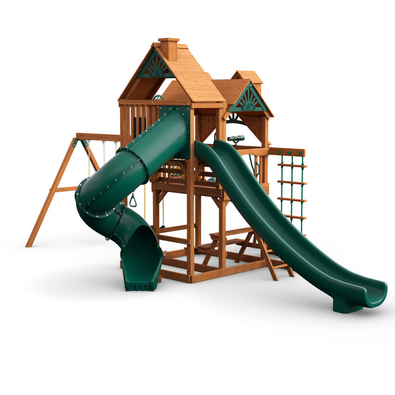 Gorilla Playsets Great Skye Ii Swing Set With Wood Roof Reviews Wayfair