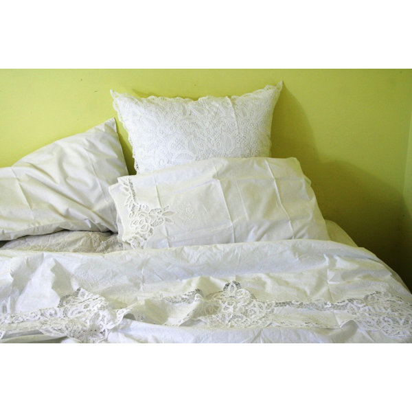 Vintage Battenburg Lace Pillow Case Sham Beige 21 27 Flower In Mirror