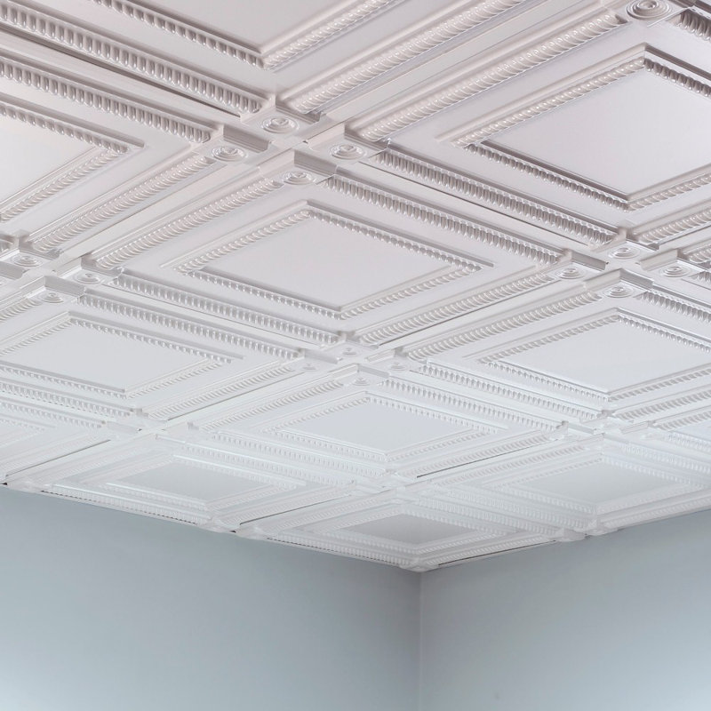 Fasade Coffer 2 Ft X 2 Ft Lay In Ceiling Tile In Gloss White