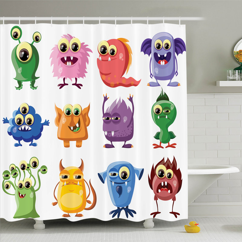 Ambesonne Kids Cartoon Alien Monsters Shower Curtain Set Wayfair