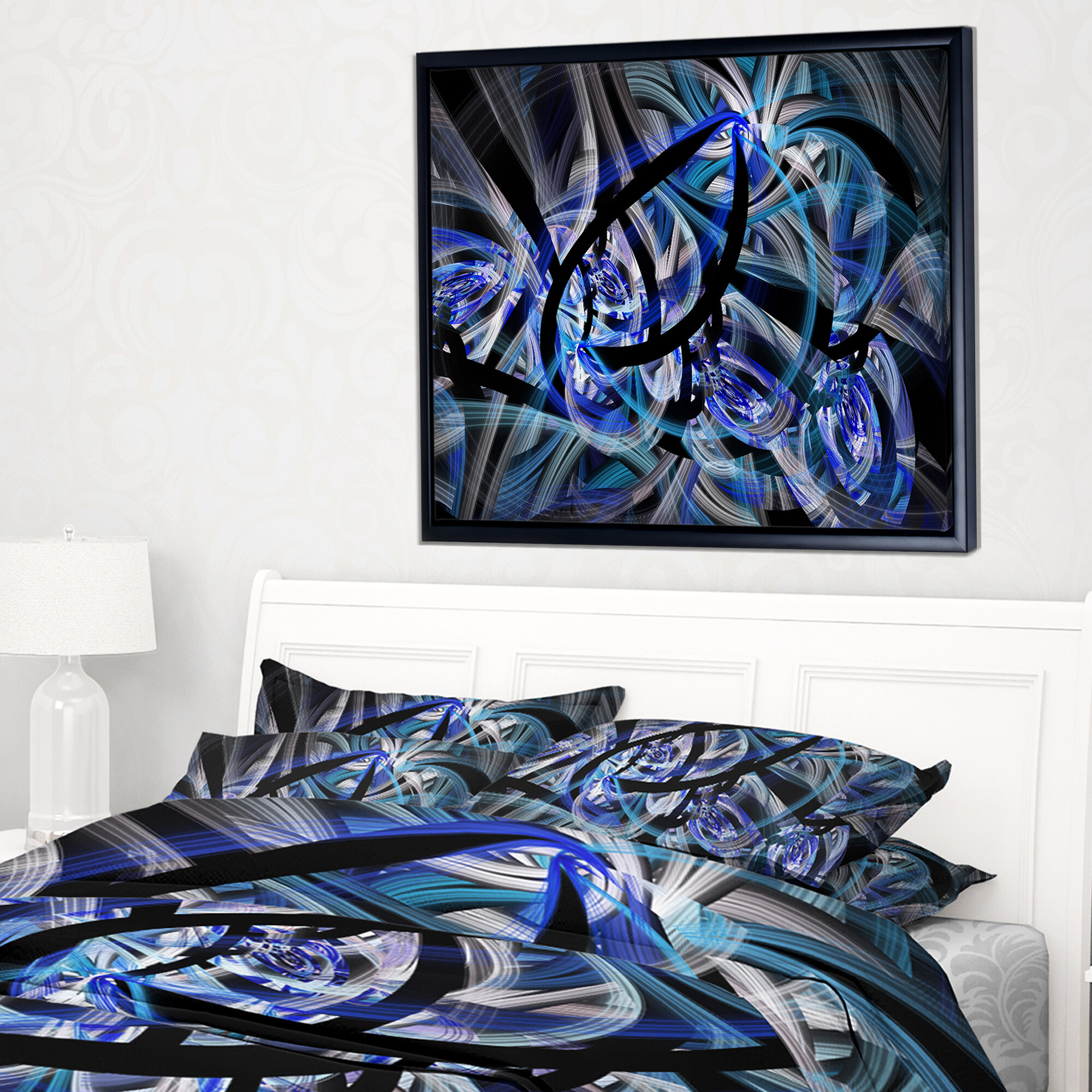 East Urban Home Symmetrical Spiral Blue Flower - Graphic Art | Wayfair