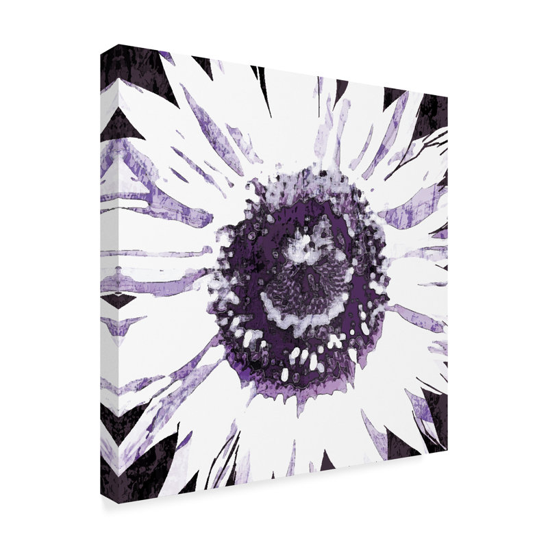 Ebern Designs Purple Flower White Acrylic Painting Print On