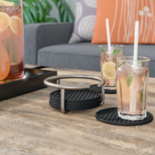 Bar//Dining Accessories Beverage Love Coasters Set of Round Personalized Drink Coasters Multi-Colored Printed Wooden Round, Pack of 4