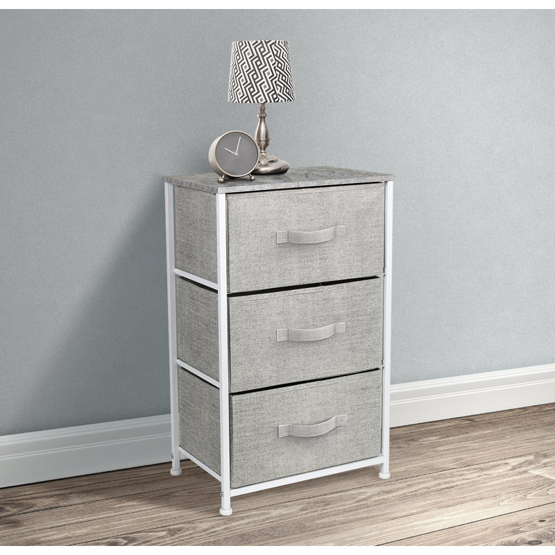 2 Drawers Bedside Table Night Stand Storage Unit Cabinet Bedroom Fabric Drawer